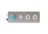 Stainless steel oxygen terminal panel with gauge and two gas outlets