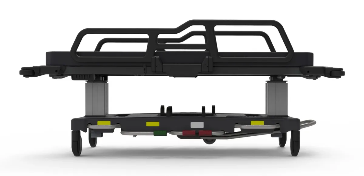 Emergency stretcher UT-18, side view with side rails raised