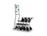 Several SW transfer chairs nested in a parking station