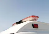 Red side warning lights on the roof edge of an ambulance