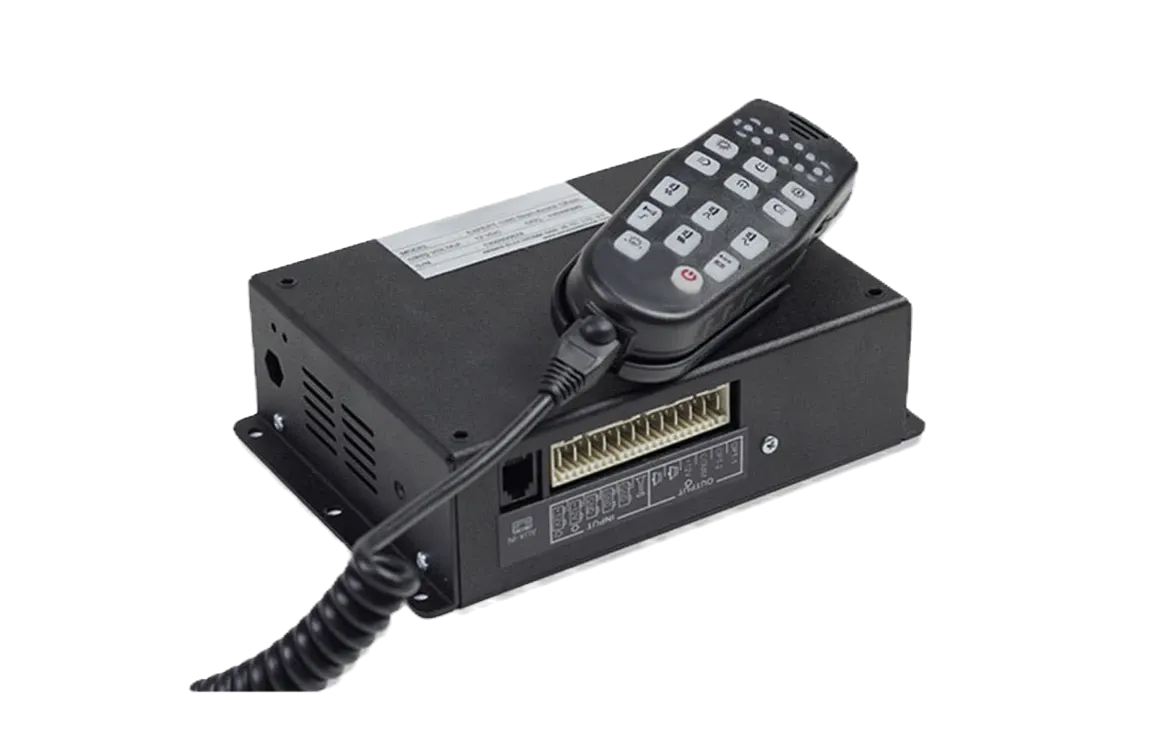 Siren announce device with hand-held control unit