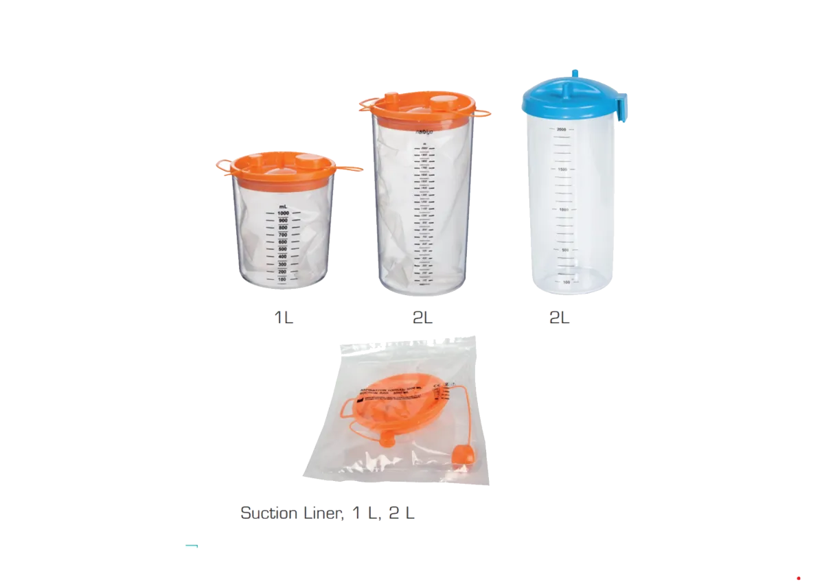 Suction canisters and liners in 1 L and 2 L sizes