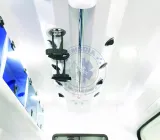 Ceiling of the patient compartment with infusion holder and lights