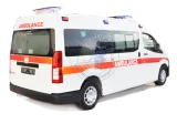 New-shape Toyota Hiace ambulance, rear three-quarter view