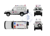 Toyota Land Cruiser ambulance livery: side, front, top and rear views